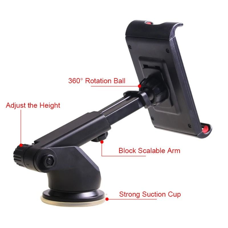 Universal Sucker 360° Rotation Car Mount | High-Intensity Phone & Tablet Holder for iPad, Samsung & Xiaomi