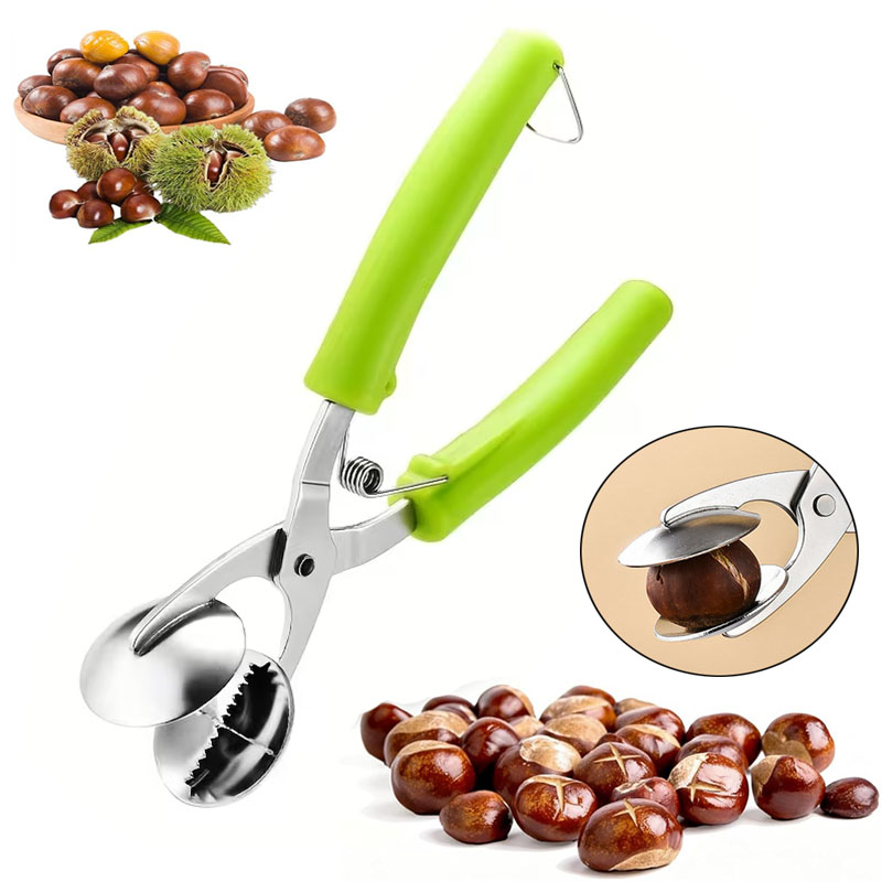 Chestnuts Opener Clip Nut Cracker, Stainless Steel Blade, Walnut Cracker Sheller for Kitchen Use, Metal Walnuts Pliers