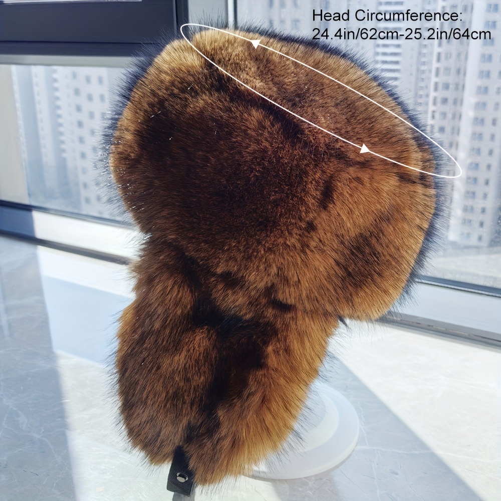 Warm Hat, Faux Fur Men's Bomber Cap, Thickened Winter Hat