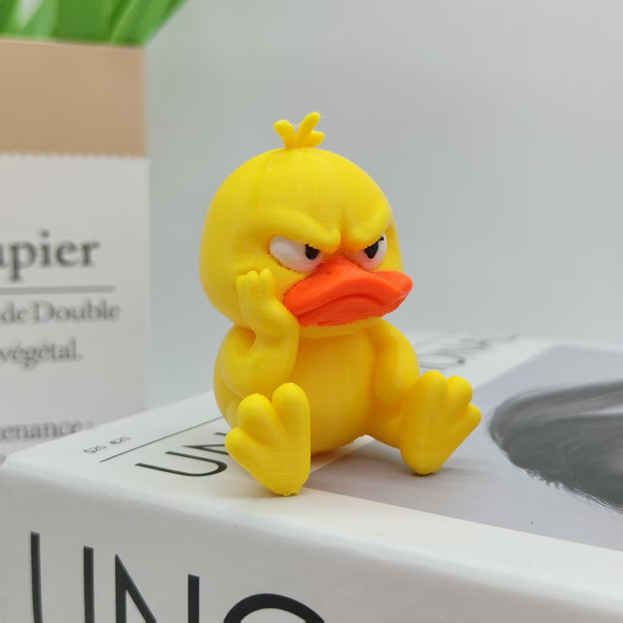 Angry Yellow Duck Statue, Humorous Indoor/Outdoor Funny Duck Decoration for Home and Car