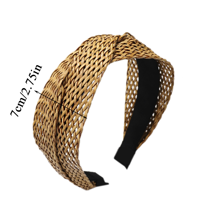 Weaving Cross Hair Hoop, Beach Style Straw Headband, Wide-Brimmed Headwear