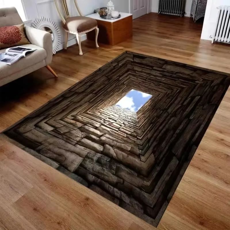 3D Desert Crack Illusion Rug with Non Slip Backing and Washable Design
