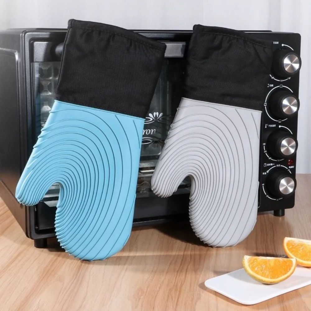 Extra-Long silicone oven mitts, Heat-Resistant, BPA-Free Cooking & BBQ Gloves (Easy-Clean, Non-Slip Grip)