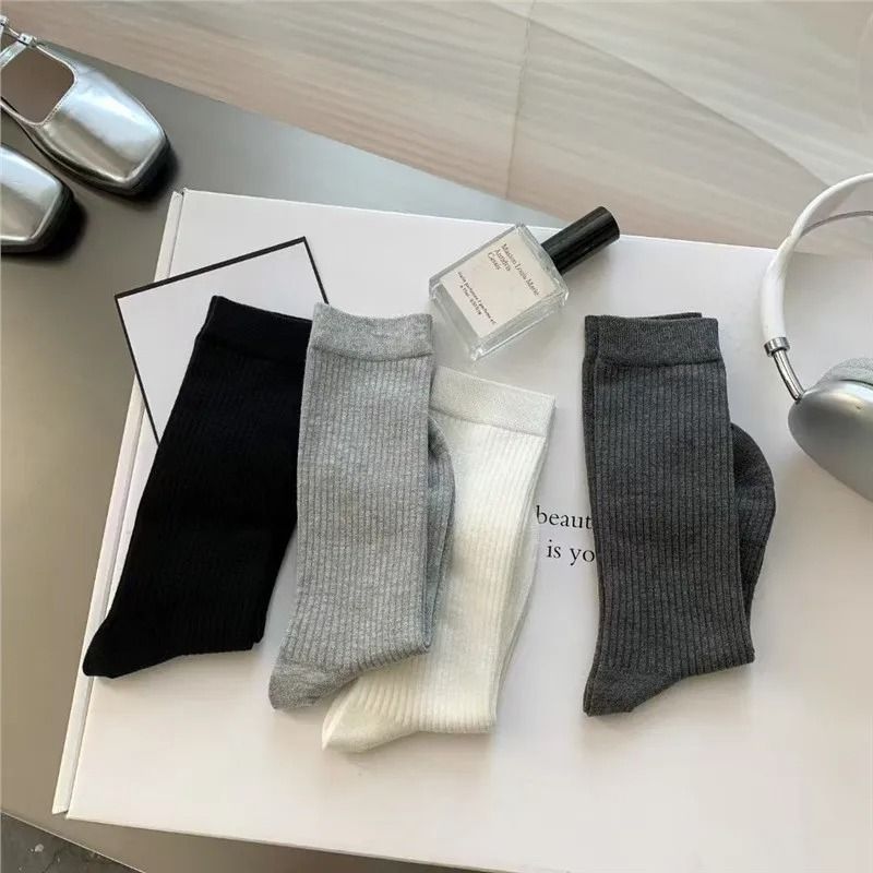 Trendy Striped Angola Red Pile Up Socks Thin Summer Ankle Socks JK Simple Stacked Socks