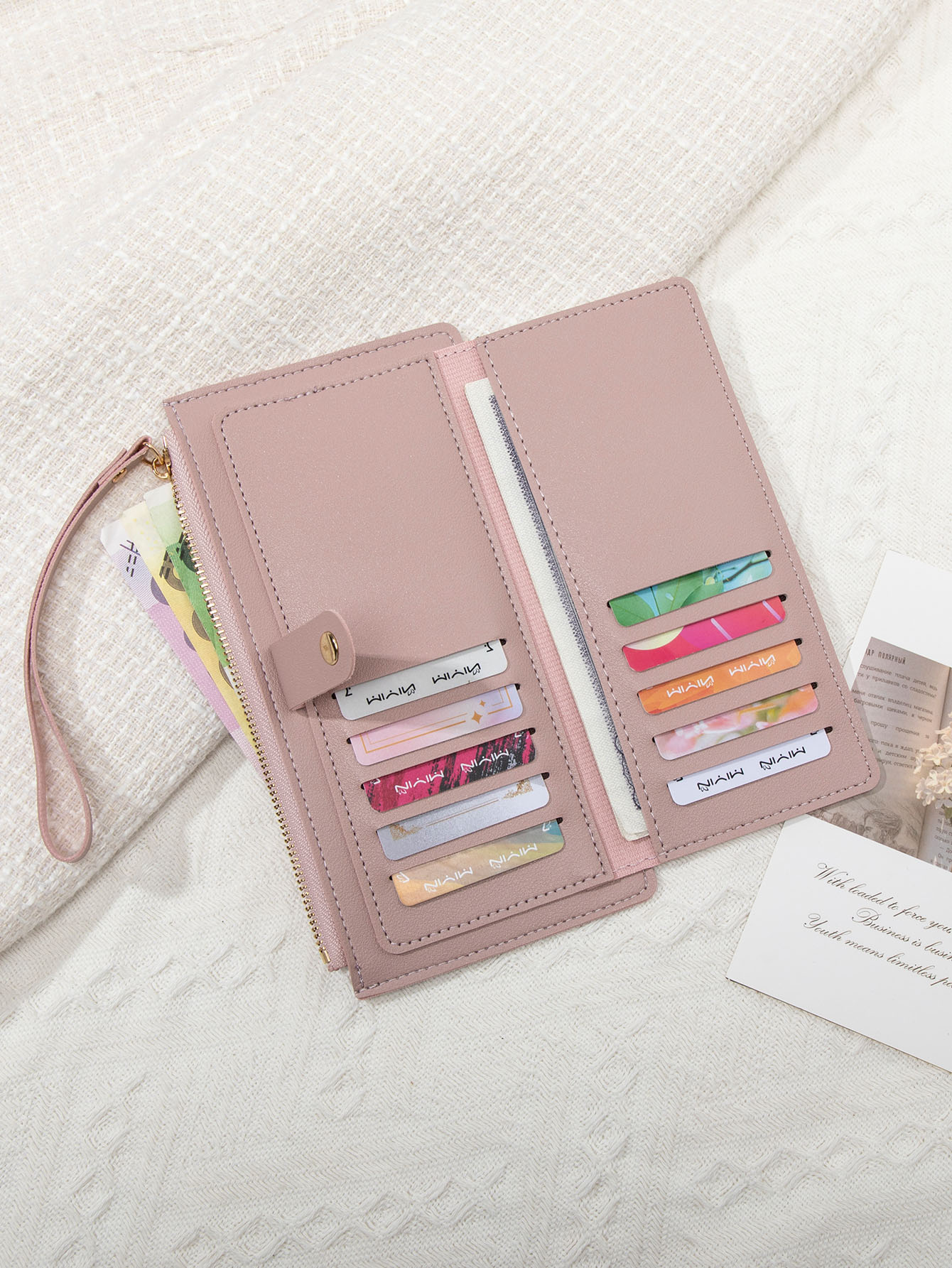Women's Wallet, Ultra Thin Mini PU Leather Coin Purse, Multifunctional Long Card Bag, Handheld Credit Card Holder