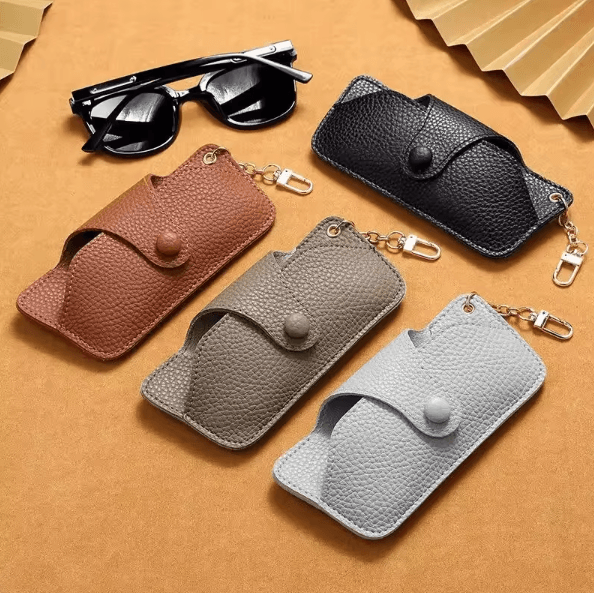 RetroCarry PU Leather Glasses Pouch with Lanyard Strap