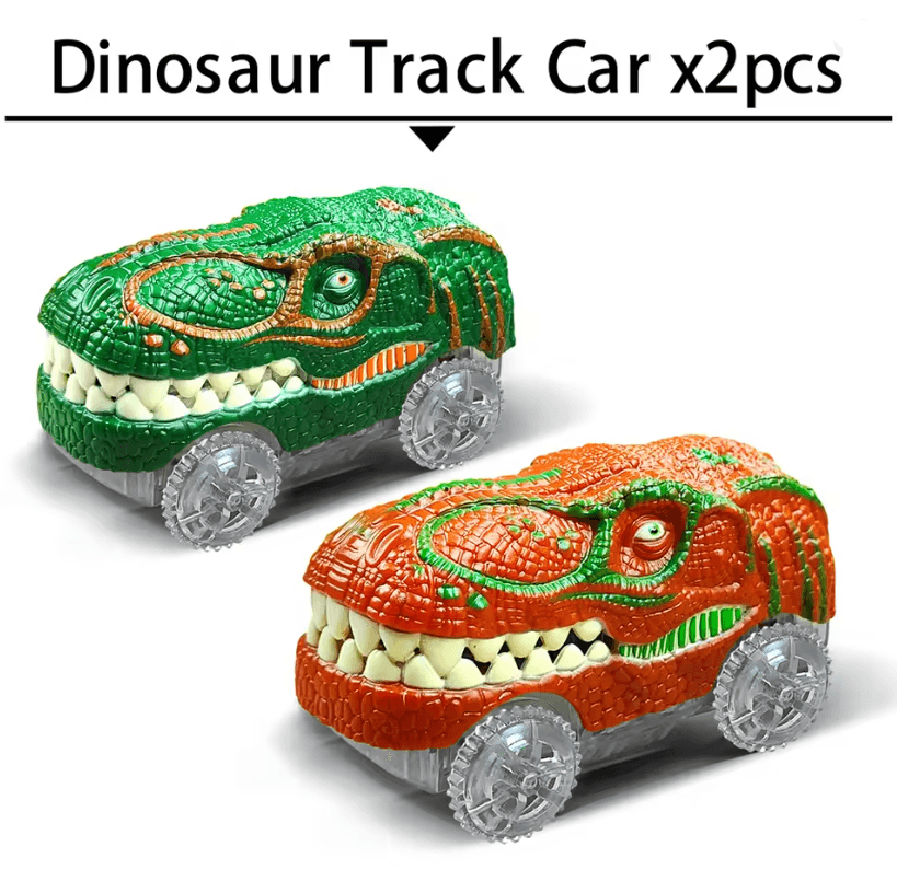 Dinosaur Race Track Toy Set with Electric Car and Looping Track for Kids