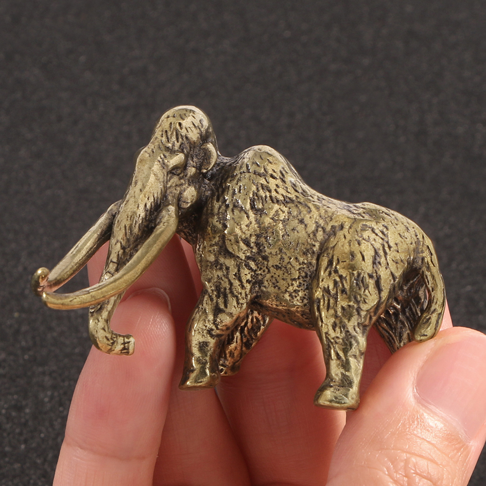 Vintage Brass Woolly Mammoth Figurine Retro Copper Desk Decor Collectible