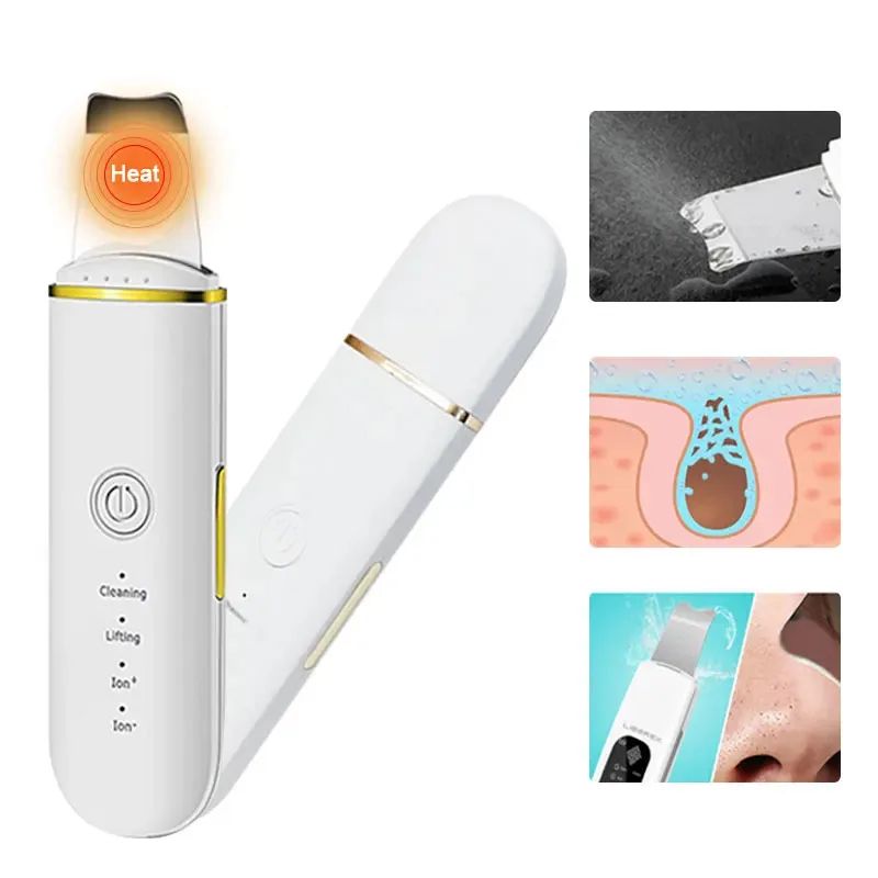 Ultrasonic Skin Scrubber Facial Spatula Blackhead Remover with Ion Cleansing Modes
