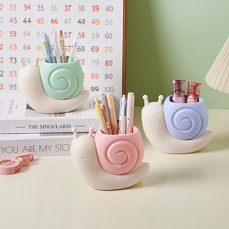 Cute Cartoon Snail Dinosaur Pen Holder Desktop Storage Organizer, Creative Office Desk Accessory