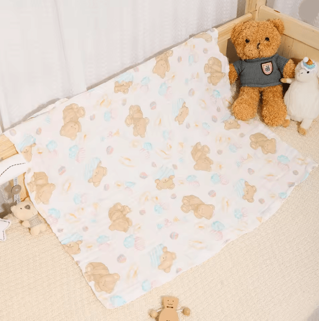PureGauze Cotton Baby Bath Towel Four Layer Muslin Swaddle Blanket