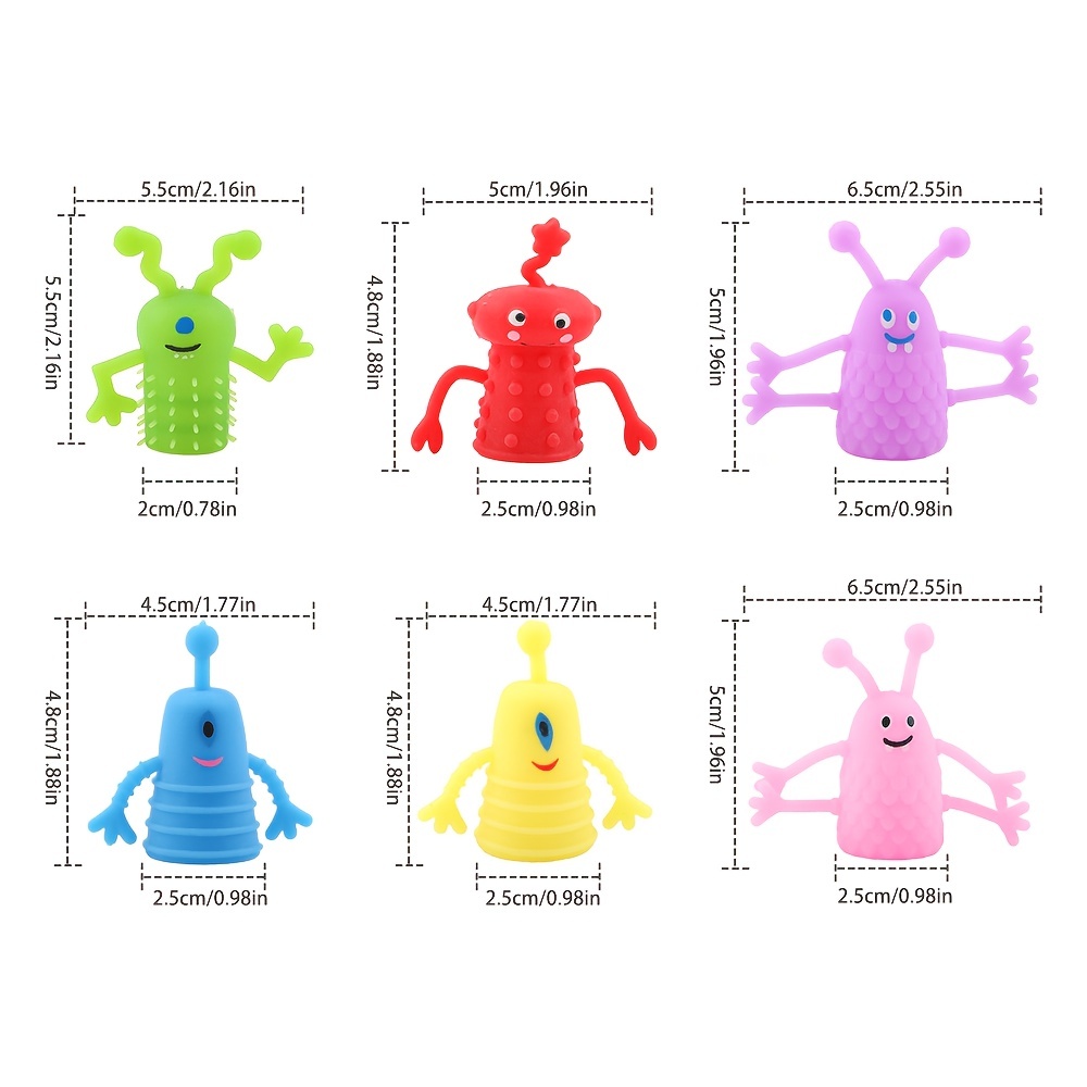 Funny Rubber Finger Puppets for Kids, Colorful Monster Stretchy Toys for Parties