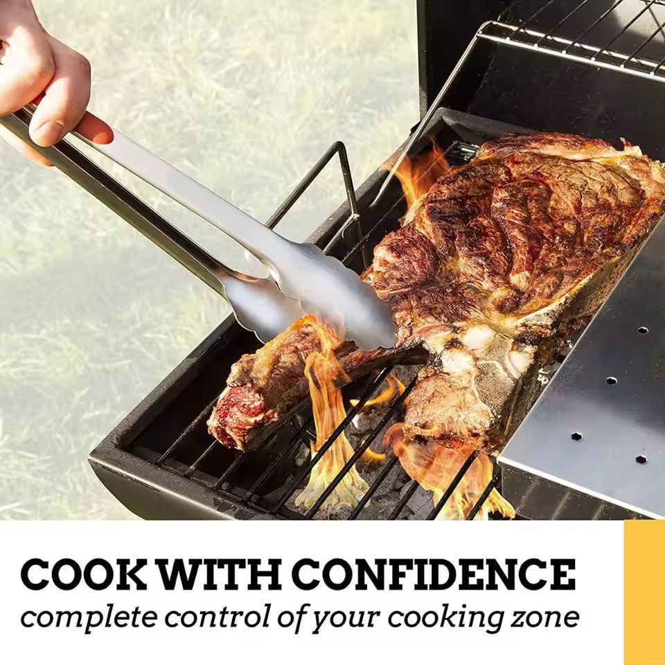 Premium LMETJMA Stainless Steel Kitchen & BBQ Tongs – (Non-Slip, Heat-Resistant Grill & Salad Tongs)
