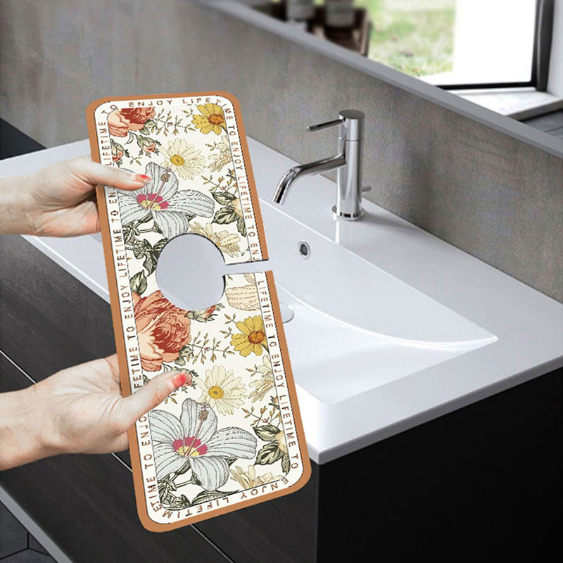 Retro Flower Sink Faucet Drain Pad: Absorbent & Non-Slip Kitchen/Bathroom Accessory