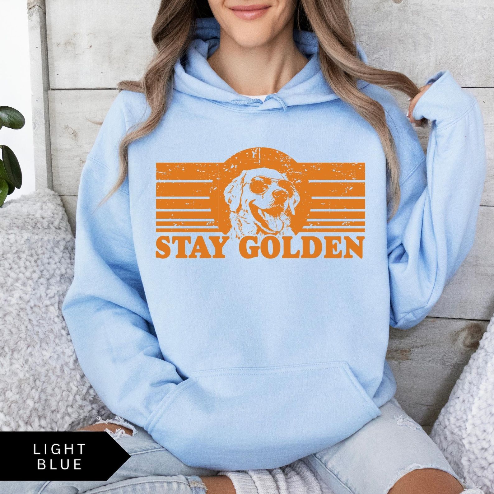 Stay Golden Hoodie Funny Golden Retriever Shirt, Unisex Retro Dog Lover Hoodie