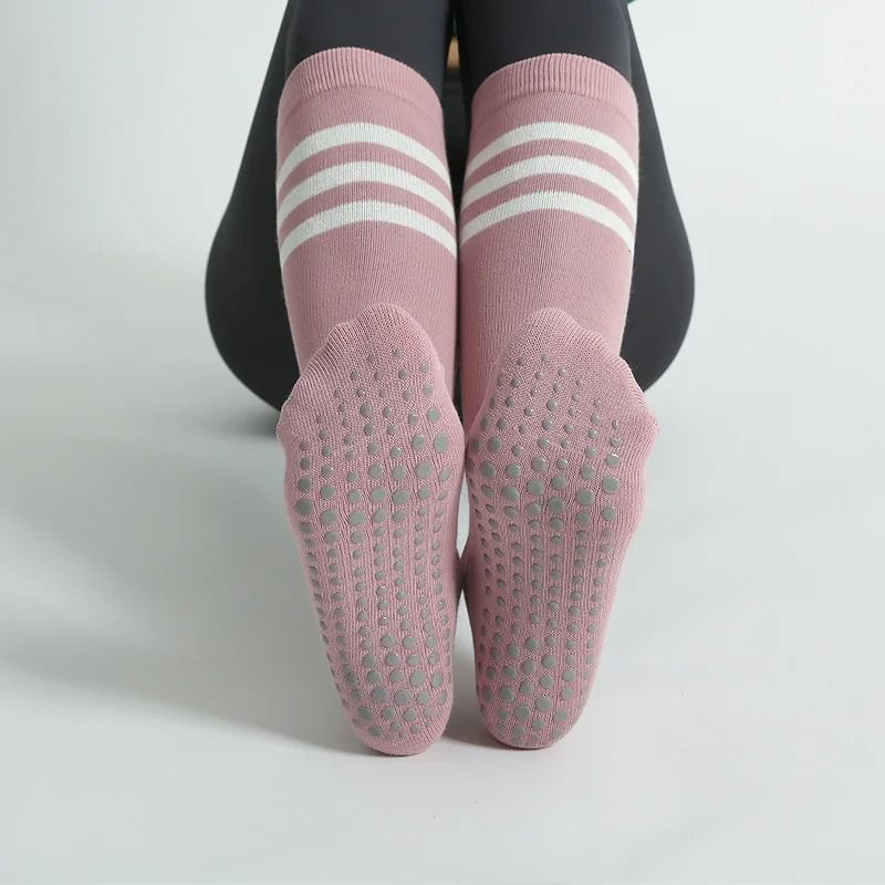 Autumn Winter Women Anti Slip Yoga Socks Cotton Breathable Fitness Pilates Mid Tube Ballet Dance Socks