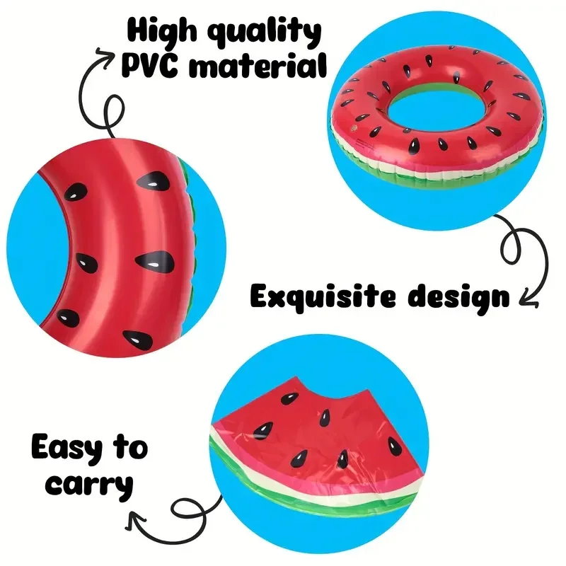 Inflatable Swimming Ring, Fruit Design Inner Ring with Anti-Leakage Valve, Thick PVC Material