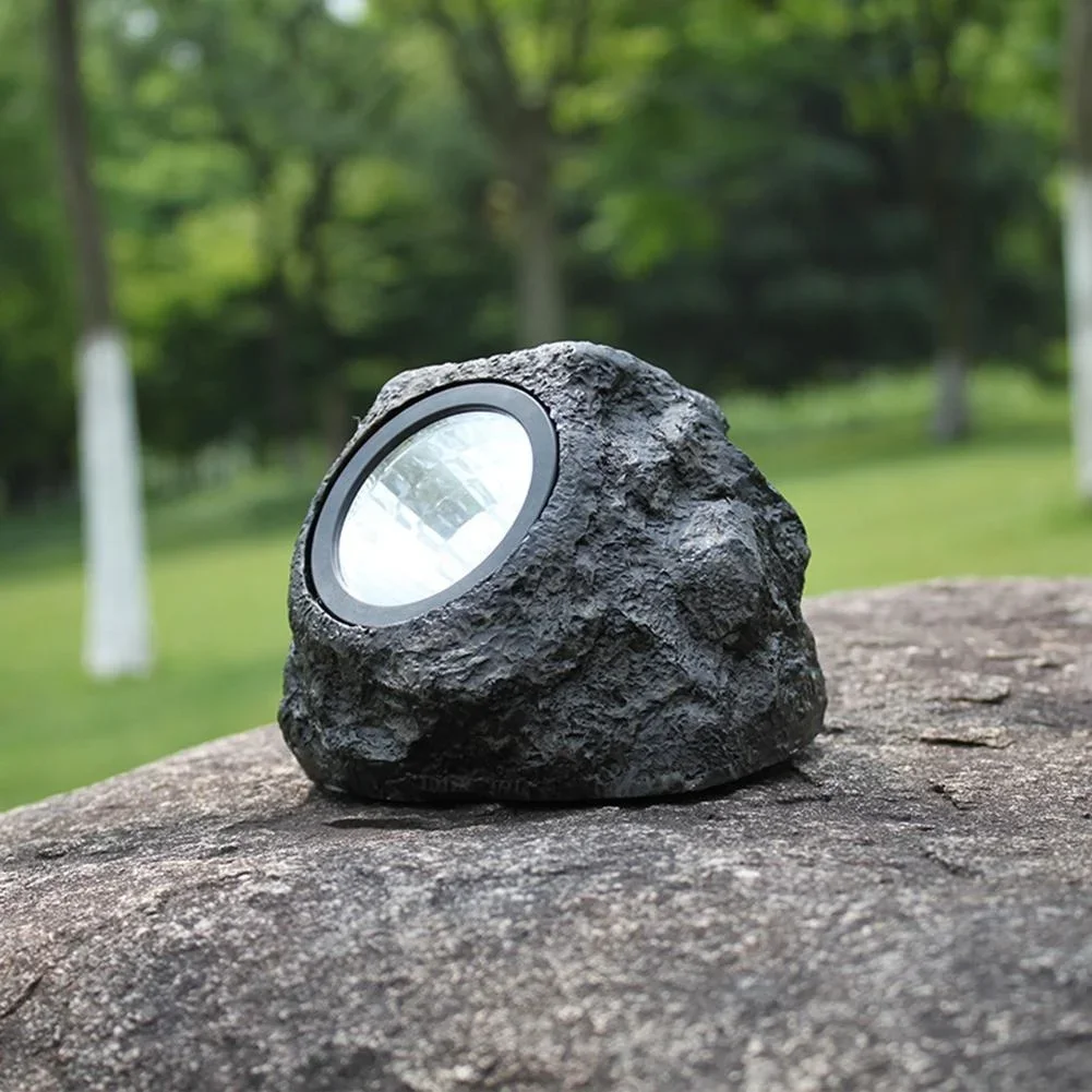 Warm/Cold White Stone Solar Powered Landscape Light, Waterproof Garden Lawn Pathway Patio Decor