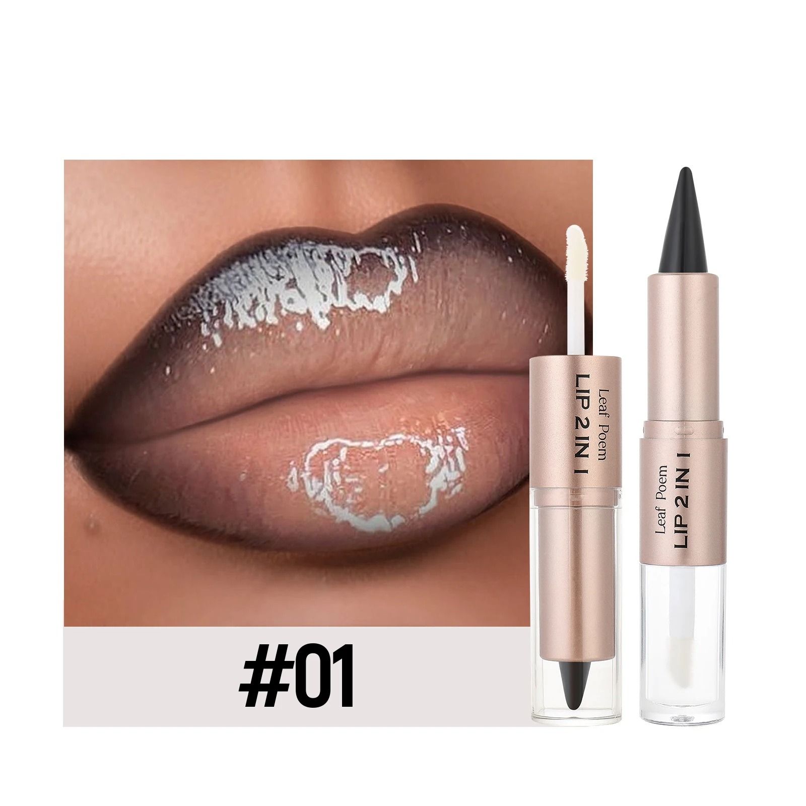 2-in-1 Plumping Lip Contour & Glaze | Double-Head Crystal Lip Gloss Set