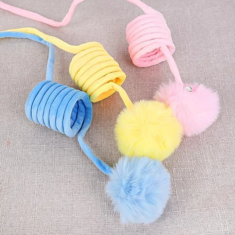 Interactive Cat Teaser Wand with Spring Rope Plush Ball Toy