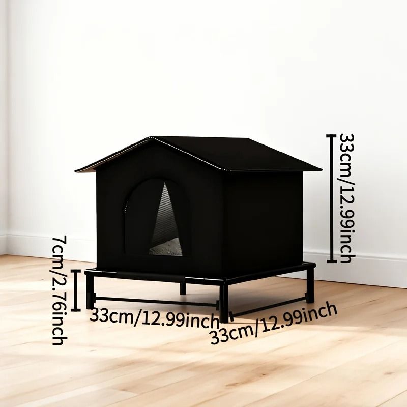 Outdoor Insulated Cat Shelter with Shelf and Cushion