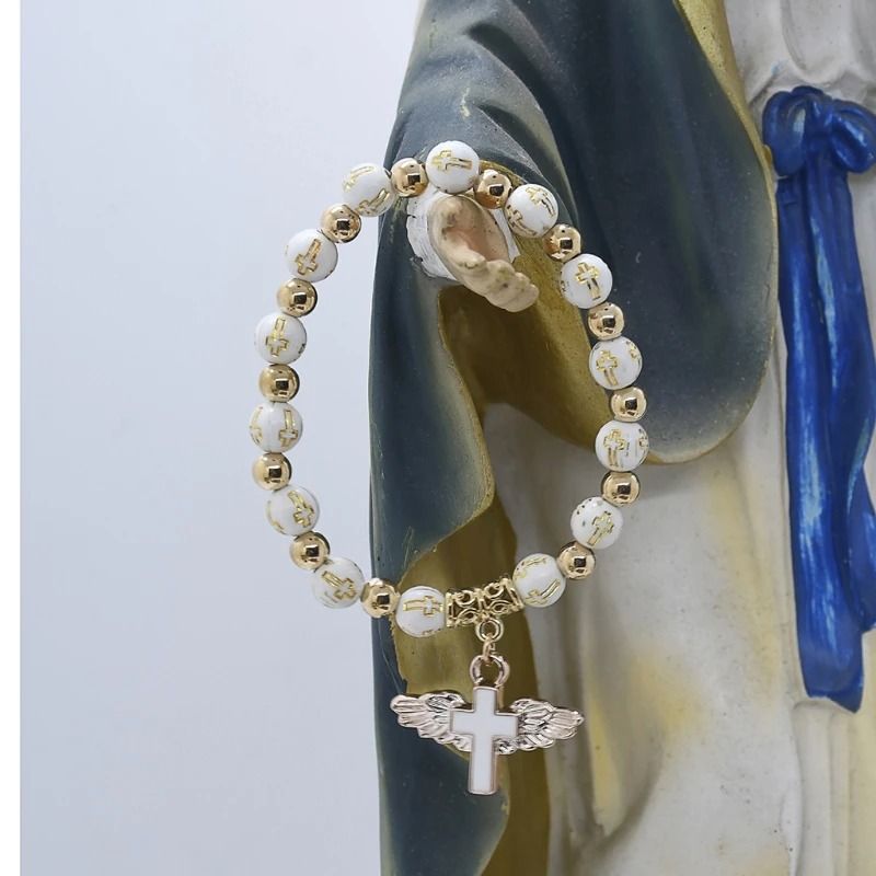 Angelic Grace Rosary Bracelet – Stretch Religious Jewelry & Travel Souvenir