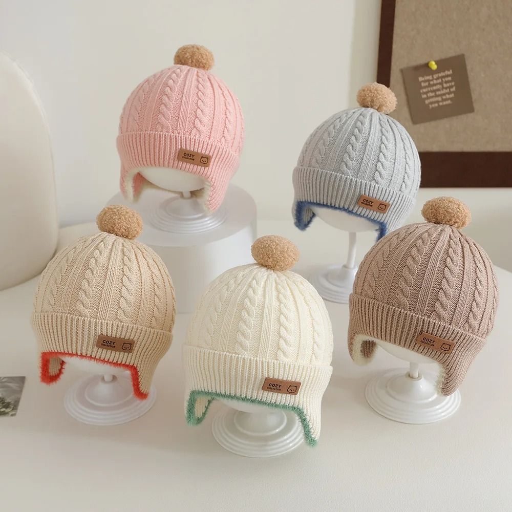 Pompom-Kinetic Earflap Beanie – Premium Windproof Knitted Hat for Infants