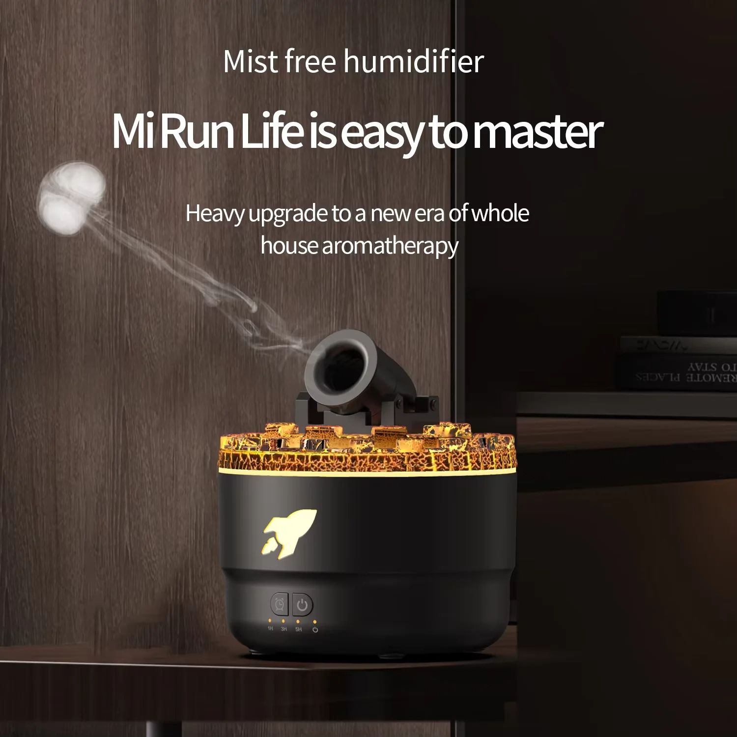 Volcanic Crack Light Cannon Humidifier, Aromatherapy Oil Diffuser with Lava Crack Design & Night Light