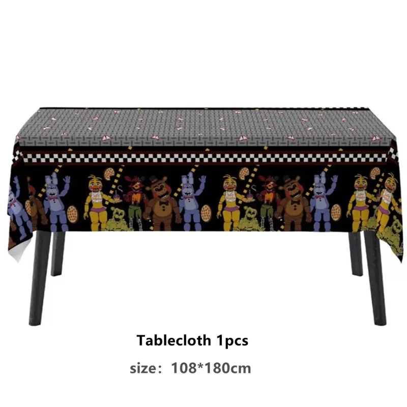 FNAF Five Nights at Freddy's Birthday Party Decorations: Kids Disposable Tableware Set with Cups, Plates, Napkins, Straw