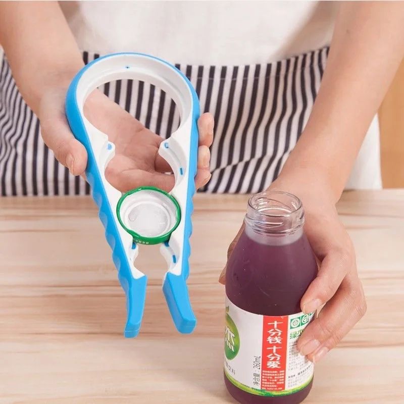 Easy Grip 4-in-1 Jar & Bottle Opener, Anti-Slip Twist Lid Remover Tool for Weak Hands, Arthritis Kitchen Helper