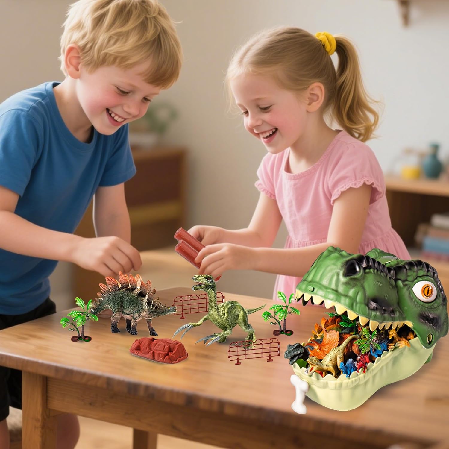 Toy Set with Storage Box, Kids Dinosaur Figurines, World of Dinosaurs Toys Gift