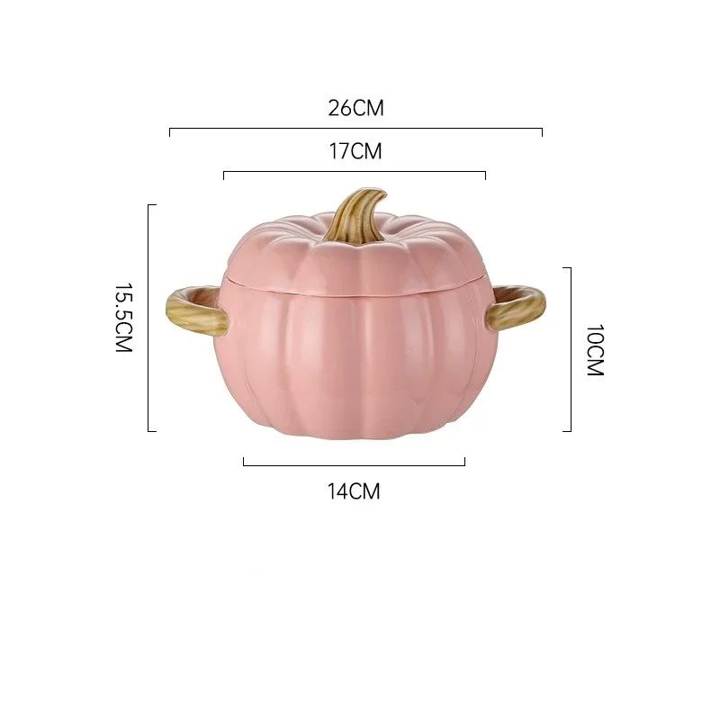 Ceramic Pumpkin Soup Pot with Lid – Creative Halloween Soup & Noodle Bowl