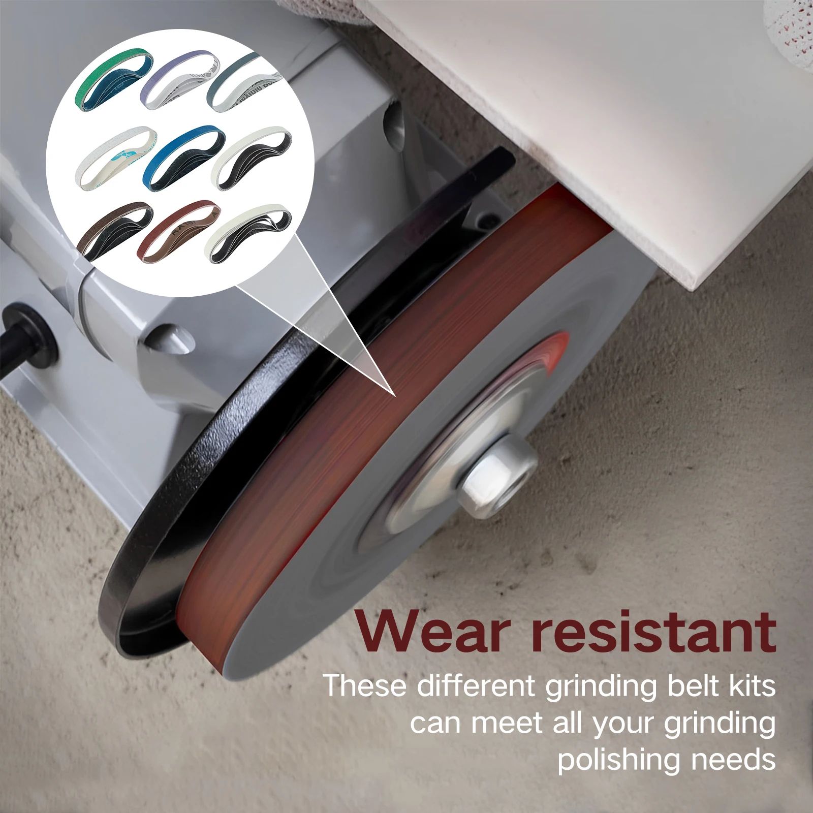 Angle Grinder Belt Sander Attachment Kit with Sanding Belts for Woodworking and Polishing