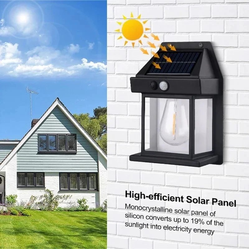 Solar Motion Sensor Wall Light Waterproof Outdoor Garden Lamp with Modes