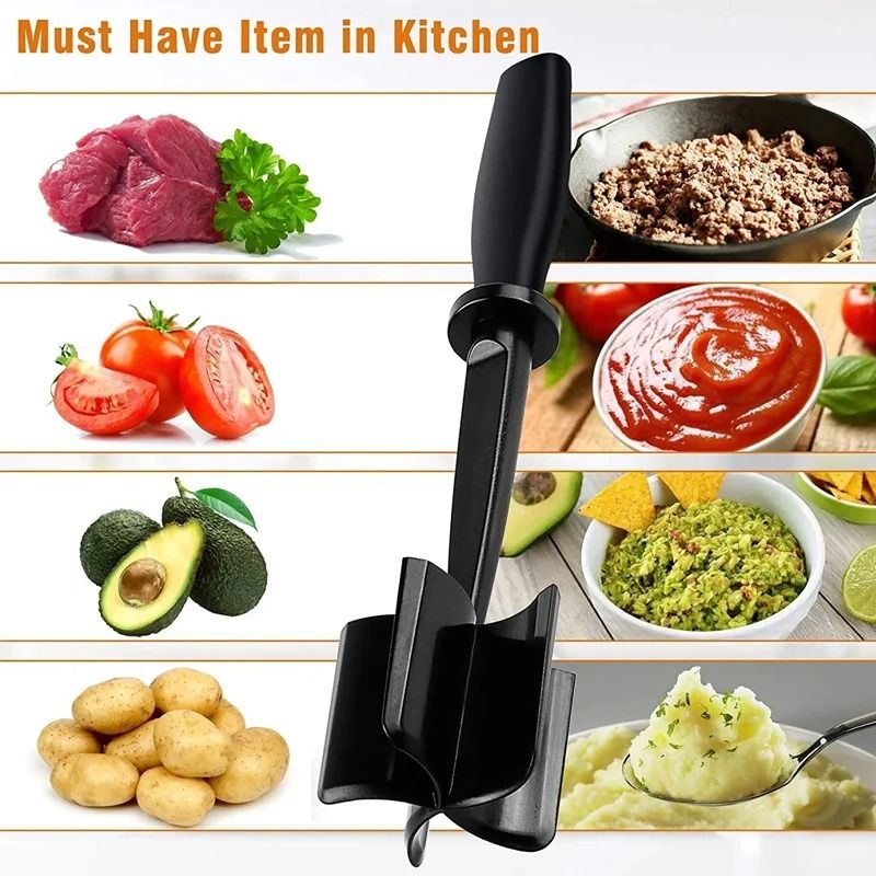 Kitchen Meat Chopper and Ground Beef Masher Tool for Mixing and Mincing