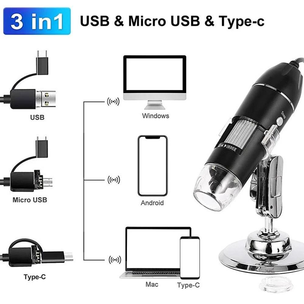 USB Digital Microscope Camera with LED Lights for Coin Jewelry and PCB Inspection