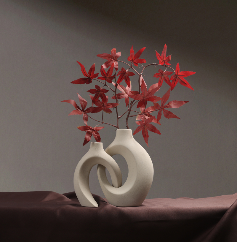 Nordic Ceramic Interlock Vase for Wedding, Bridal Shower, Pampas Grass Home Decoration