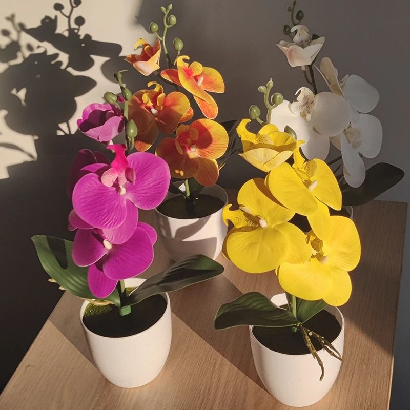 Artificial Butterfly Orchid Bonsai Potted Plant Desk and Home Decor