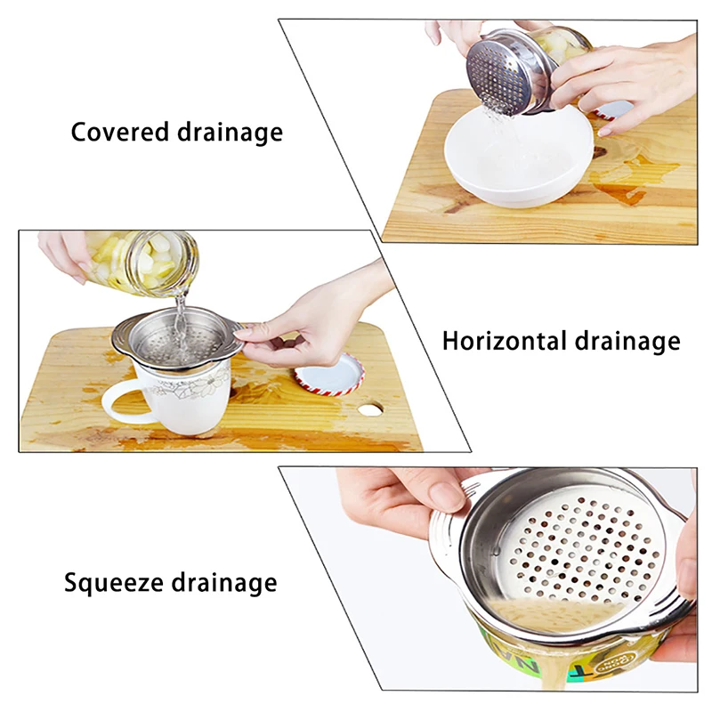 Stainless Steel Food Can Strainer Sieve, Tuna Press Lid Oil Drainer Remover, Dishwasher Safe Design