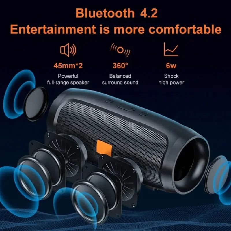 Portable Subwoofer Wireless Speaker, Dual Stereo USB Bluetooth Speaker for Outdoors & Travel
