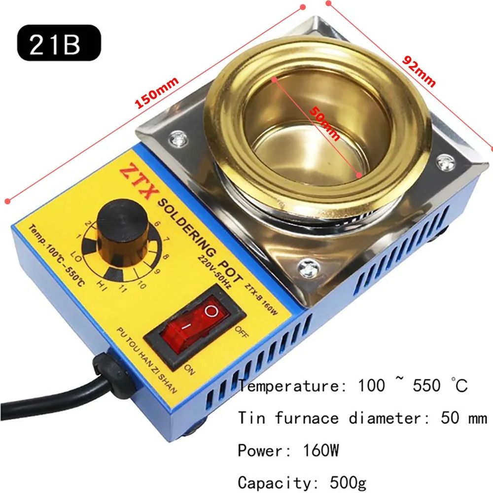 High Quality 220V Adjustable Temperature Tin Melting Furnace Pot Tool with EU Plug