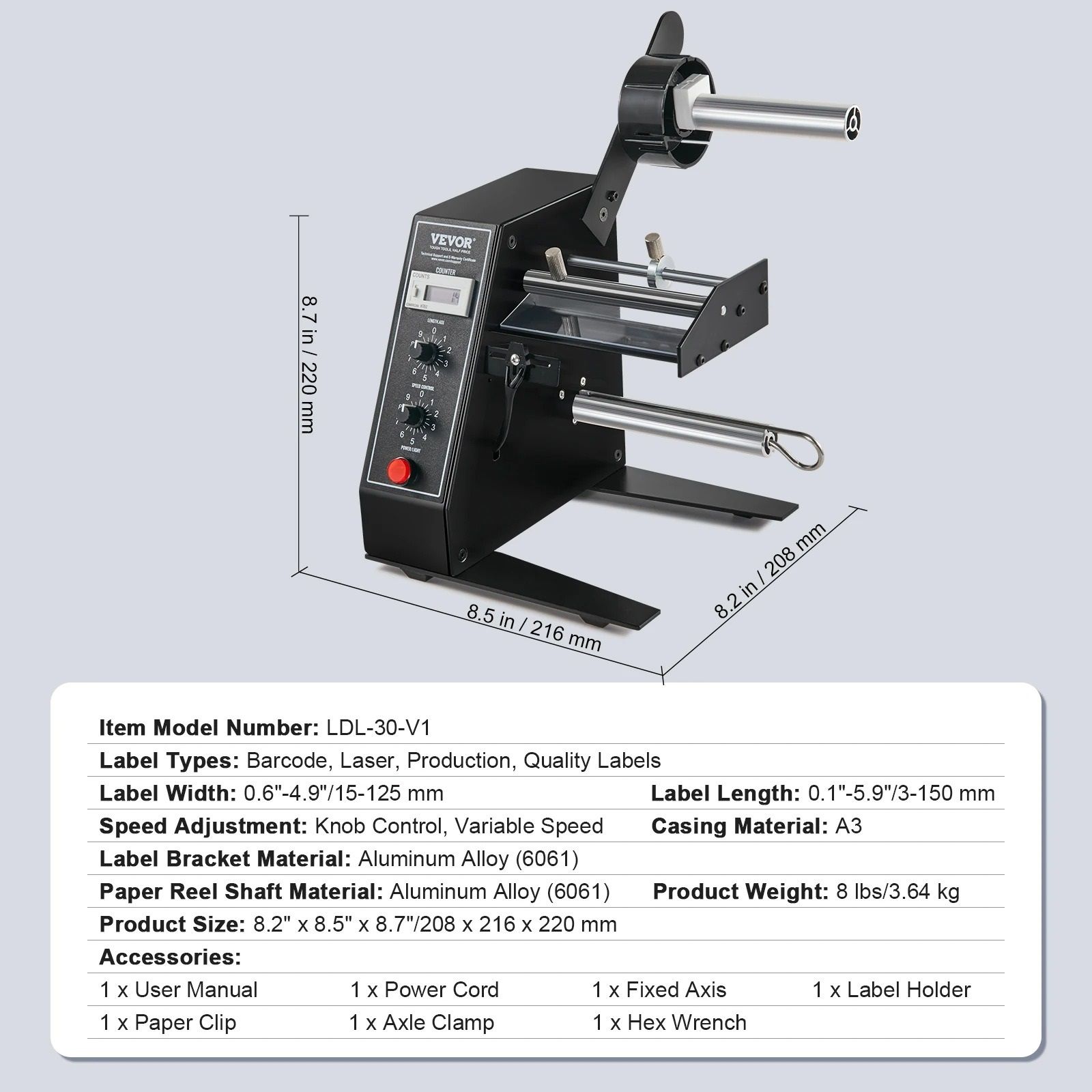 Automatic Label Dispenser with Adjustable Speed and Counter