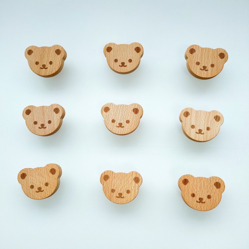 Nordic Cute Bear Wooden Cabinet Handles for Kids Room Furniture