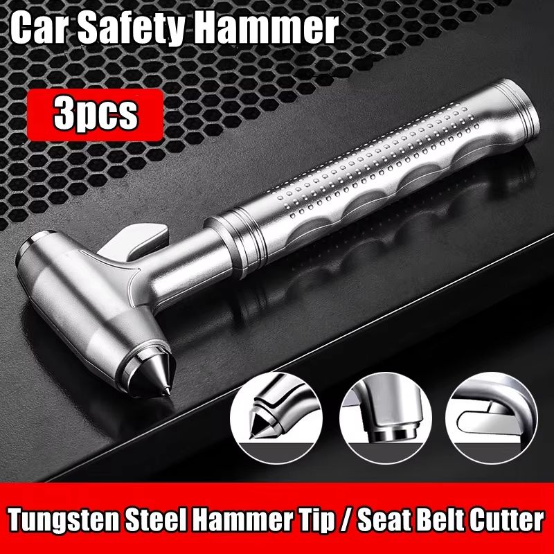 JUSTINLAU 2-in-1 Car Safety Hammer & Seatbelt Cutter – Emergency Escape Tool with Window Breaker