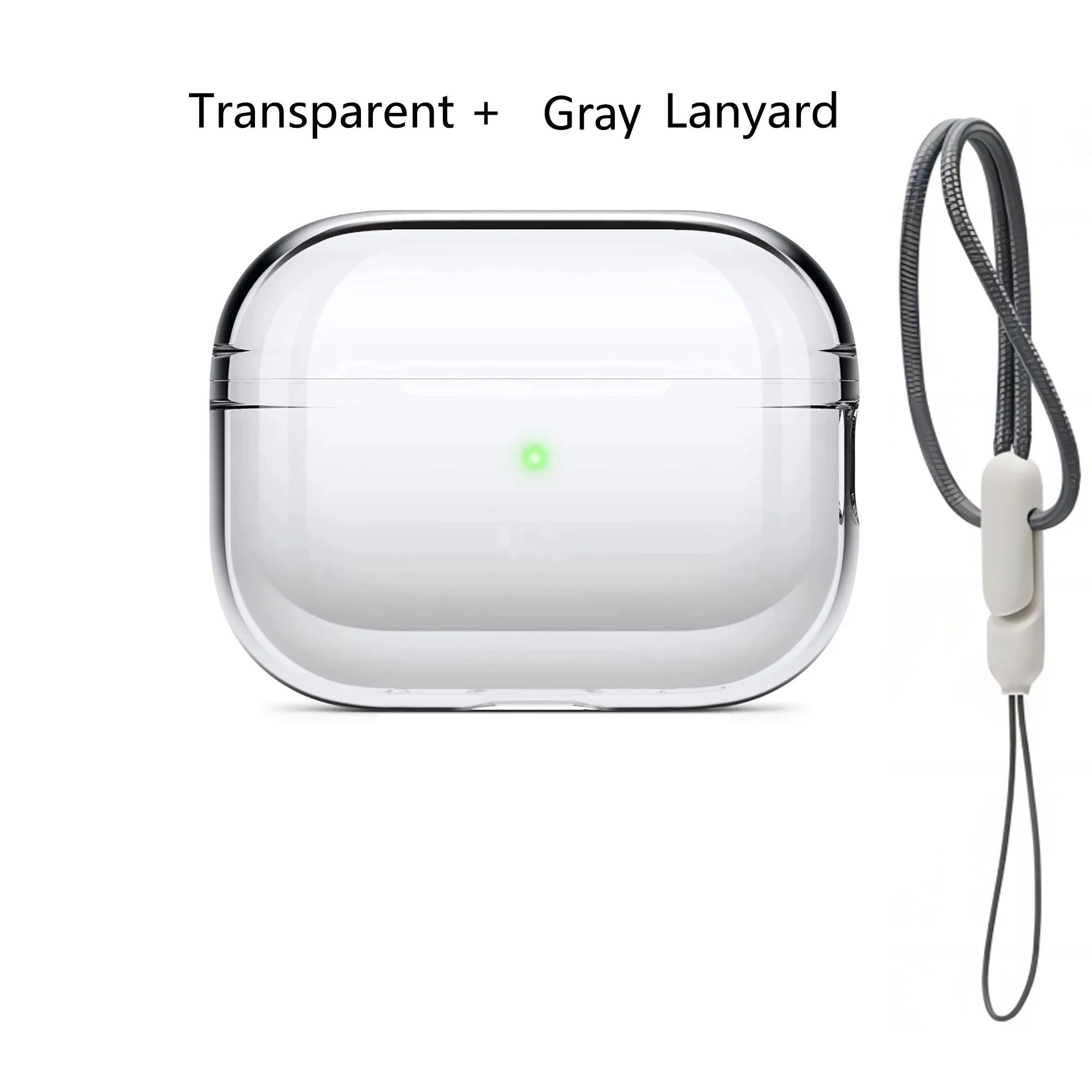 Clear Transparent AirPods Pro 2 Protective Case with Lanyard – Shockproof Soft TPU Cover