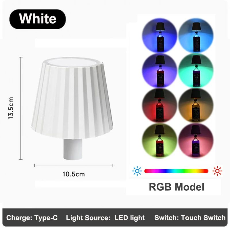 RGB Rechargeable LED Bottle Table Lamp – Touch Control Dimmable Wireless Wine Bottle Light