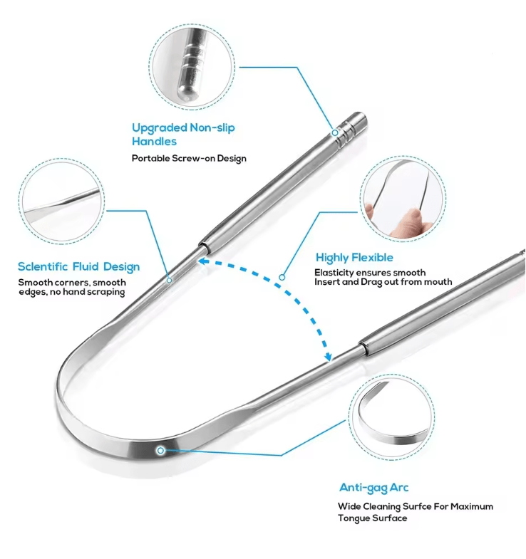 PureSteel Metal Tongue Scraper Cleaner Set