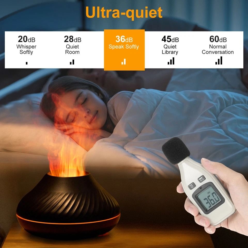 LED Aromatherapy Flame Diffuser, Cute Fire Flame Essential Oil Humidifier, Air Purifier, Quiet Ultrasonic Aroma Diffuser