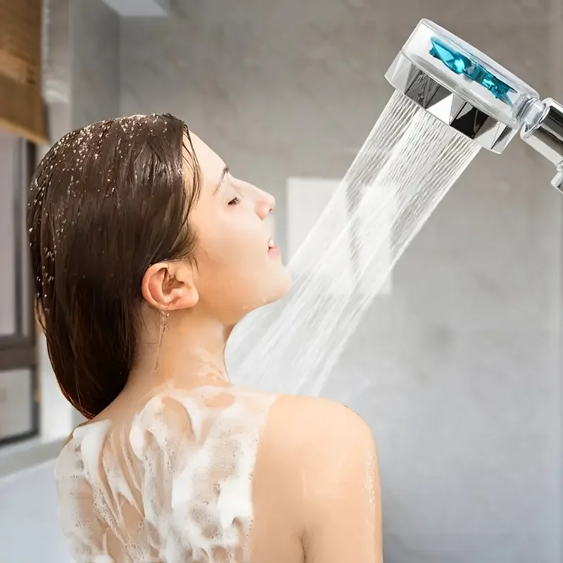 Small Waist Shower Head Turbo Fan High Pressure Rotating Handheld Shower Set Bathroom Accessories