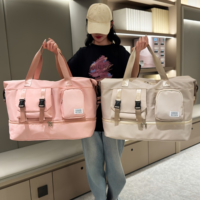 Large Capacity Travel Duffel Bag with Shoe Compartment Durable Gym Tote